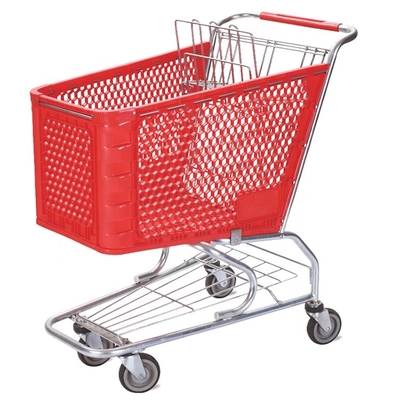 do trole plástico do impulso da mão do carrinho de compras do hipermercado 100L mini carrinho de compras