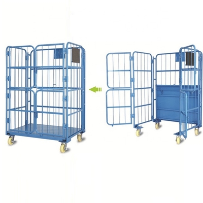 O armazenamento de aço prende a gaiola Lockable do recipiente do rolo da gaiola do armazenamento das rodas resistentes do trole com a porta 4